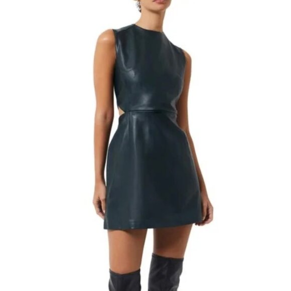 French Connection Etta Vegan Leather Belted Mini Dress main image 1